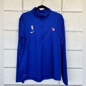 Philadelphia Sixers Mens Nike Blue Long Sleeve NBA Dri Fit